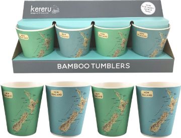 Picture of NZ Map Bamboo Tumbler Set of 4